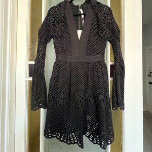 70/21 Crochet Long Sleeve Mini Dress